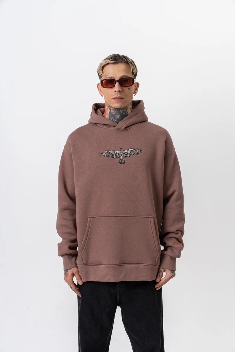 RESPIRE Men's Feel Printed Hooded Oversize Hoodie Cocoa