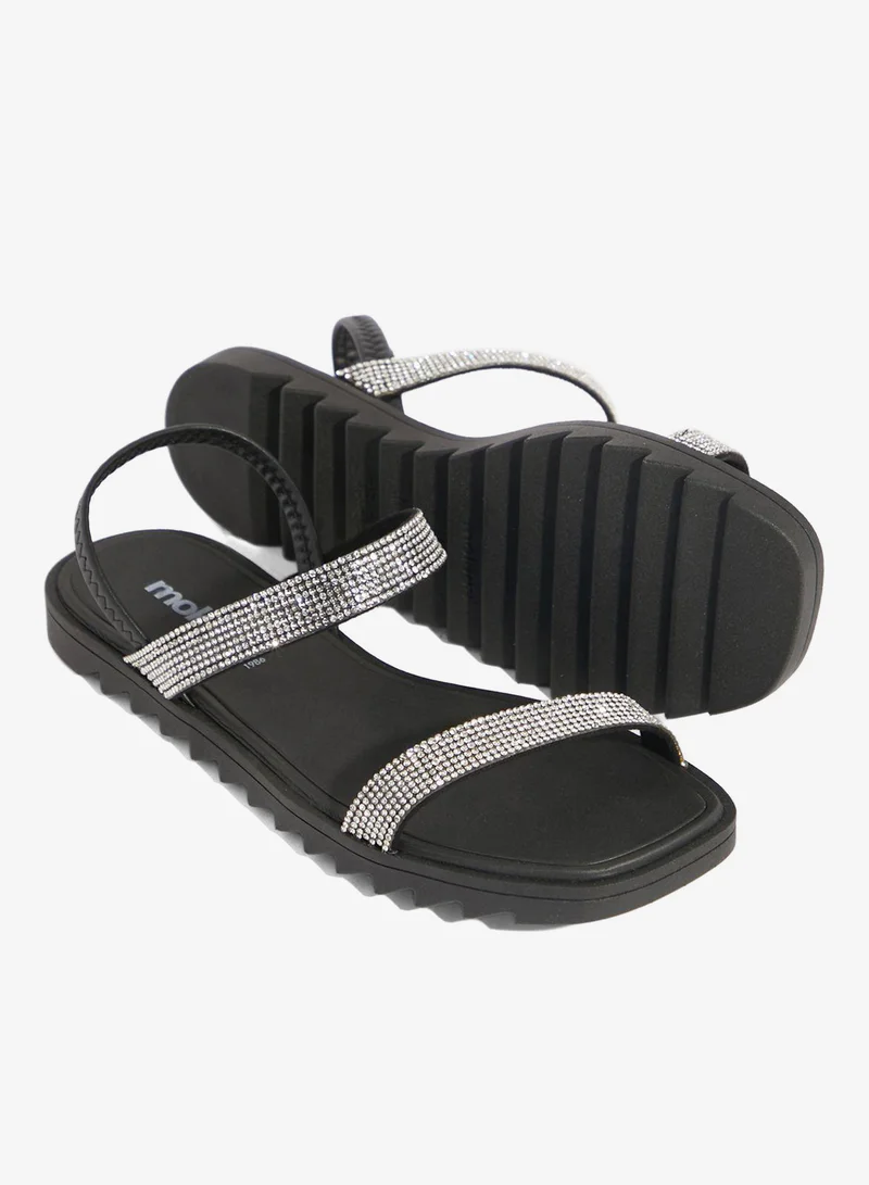 Moleca Black Flat Sandals for Women – Stylish Ladies Flat Sandals & Comfortable Flat Slippers for Women | Best Price UAE