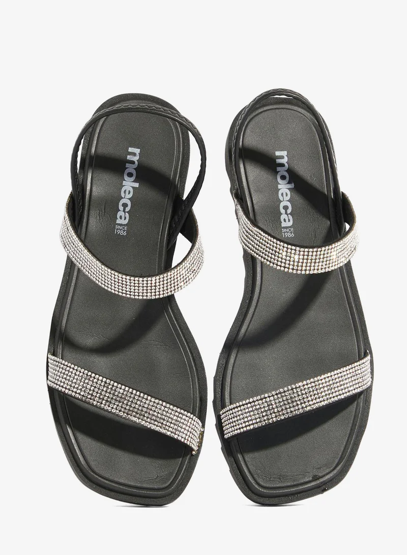 Moleca Black Flat Sandals for Women – Stylish Ladies Flat Sandals & Comfortable Flat Slippers for Women | Best Price UAE