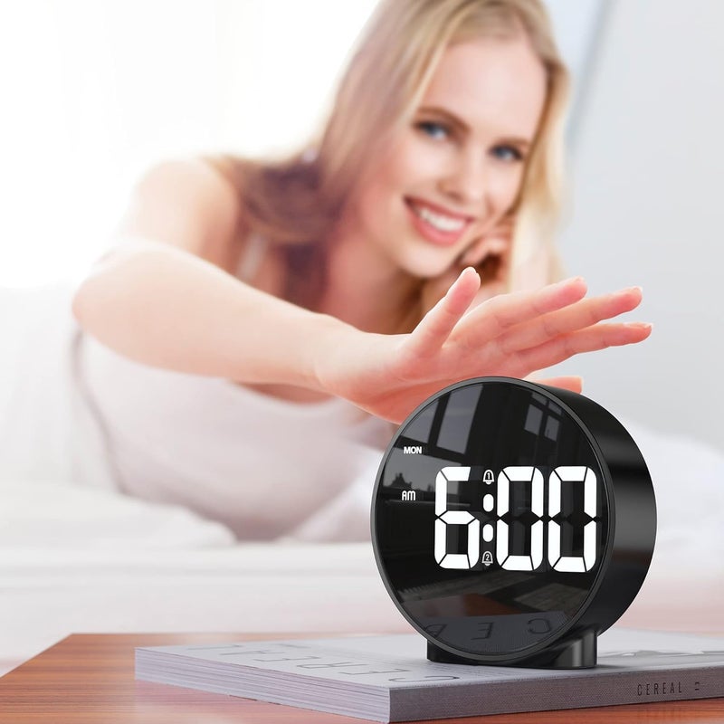LEVGRY LED Digital Alarm Clock 6 Brightness3 Ringtones 1224H Snooze Adjustable Volume Portable Clock for Bedroom Home and Travel Pack of 1 Black