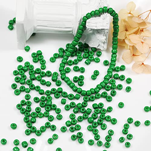 Bala&Fillic Green Color 4mm Seed Beads About 1200pcs/100Grams in Bag, 6/0 Glass Craft Beads for Making Bracelet and Necklace (Green) - Image 2