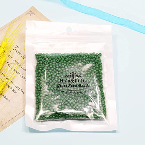 Bala&Fillic Green Color 4mm Seed Beads About 1200pcs/100Grams in Bag, 6/0 Glass Craft Beads for Making Bracelet and Necklace (Green) - Image 3