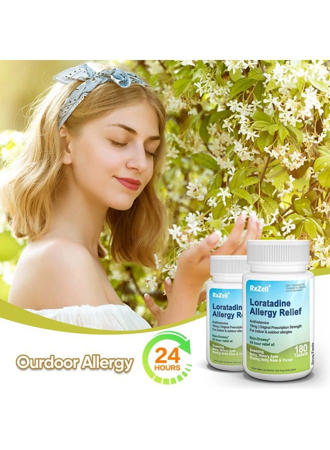 RXZELL Allergy Relief, Loratadine 10mg, 180 Tablets – 24 Hour Non-Drowsy Antihistamine Allergy Medicine - Image 5
