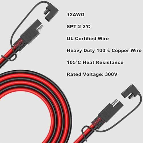 BBHEJJ 12AWG SAE Extension Cable 10FT SAE Connector Extension Cable Quick Disconnect Wire Harness with Polarity Reverse Adapter for Solar Panel Battery Motorcycle Car RV Truck - Image 3