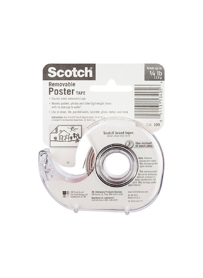 Scotch  Wall Saver Double Sided Removable Poster Tape White 1.9cm x 3.8m 70005087062  - Image 3
