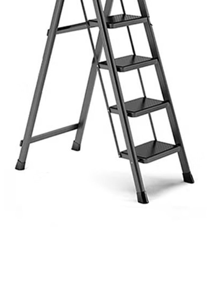 AL QADAH Foldable Metal Step Ladder 5 Step Gray 165x46cm Anti Slip Wide Pedals Safety Lock Tool Tray Utility Ladder for Home Kitchen Garage Office Use  - Image 3
