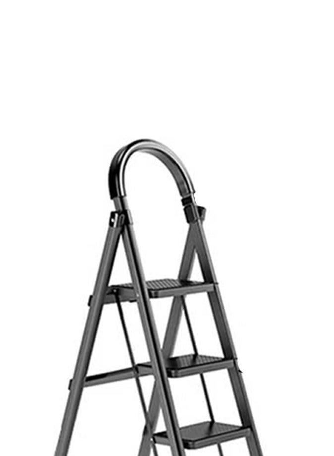 AL QADAH Foldable Metal Step Ladder 5 Step Gray 165x46cm Anti Slip Wide Pedals Safety Lock Tool Tray Utility Ladder for Home Kitchen Garage Office Use  - Image 2
