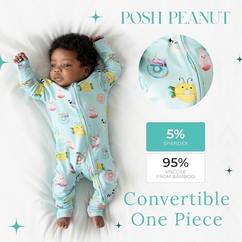 Posh Peanut Convertible Baby Sleepers - Boys Footless Baby Pajamas with 2 Way Zipper for Easy Diaper Changes - Donuts, 0-3 Months - Image 2