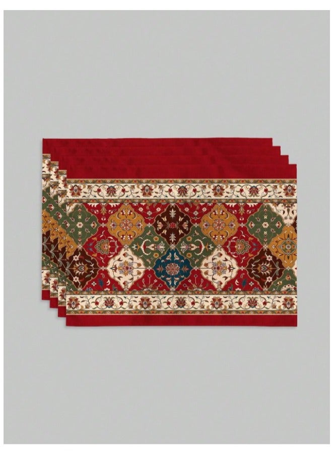 مفارش طاولة بتصميم بوهيمي قديم  مناسبة لطاولة المطبخ والمائدة 4 قطع - Image 5