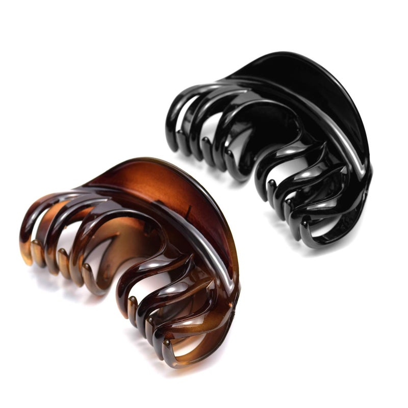 Youxuan Hair Claw for Women, 4 Inch Pretty Hair Clip, Hair Grip for Thick Hair, Black and Coffee - Image 1
