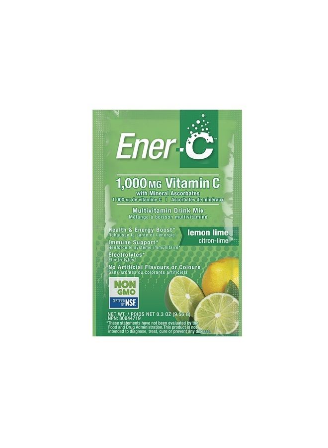 Ener-C مشروب متعدد الفيتامينات بنكهة الليمون والليمون الأخضر، 1000 ملغ فيتامين ج، غير معدّل وراثيًا، نباتي، مساحيق عصير فواكه حقيقية، دعم المناعة الطبيعي، إلكتروليتات، خالي من الغلوتين، عبوة واحدة تحتوي على 30 حزمة - Image 3