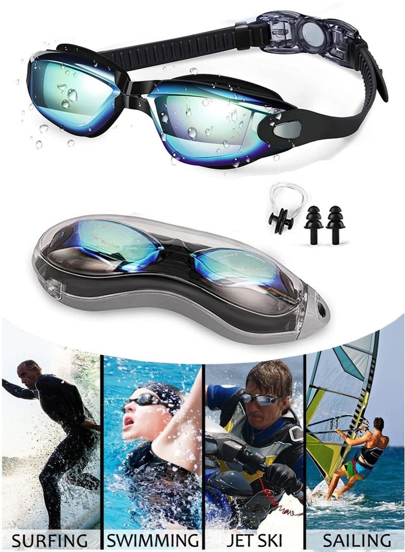 VUCATIN 2PCS Swimming Goggles for Adults, 180° Wide View No Leaking Anti-Fog Swimming Goggles for Adult Men Women Youth, UV Protection Pool Goggles with Nose Clip and Ear Plugs (Gold+Silver) - Image 2