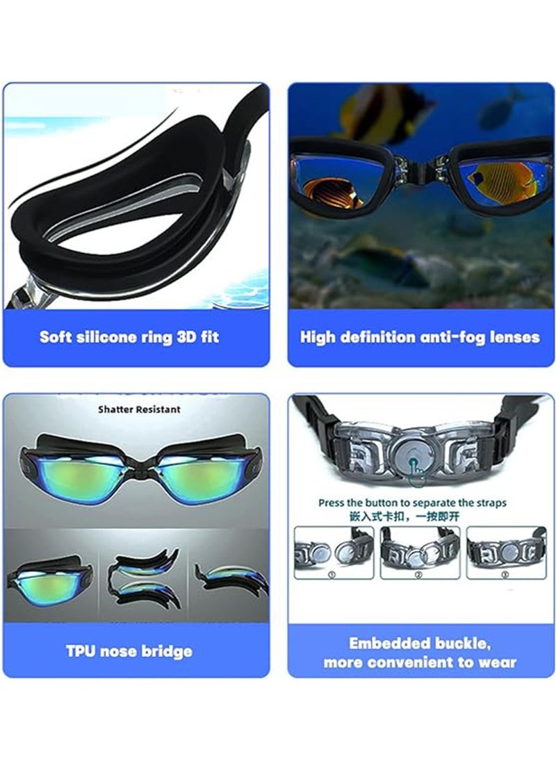 VUCATIN 2PCS Swimming Goggles for Adults, 180° Wide View No Leaking Anti-Fog Swimming Goggles for Adult Men Women Youth, UV Protection Pool Goggles with Nose Clip and Ear Plugs (Gold+Silver) - Image 5