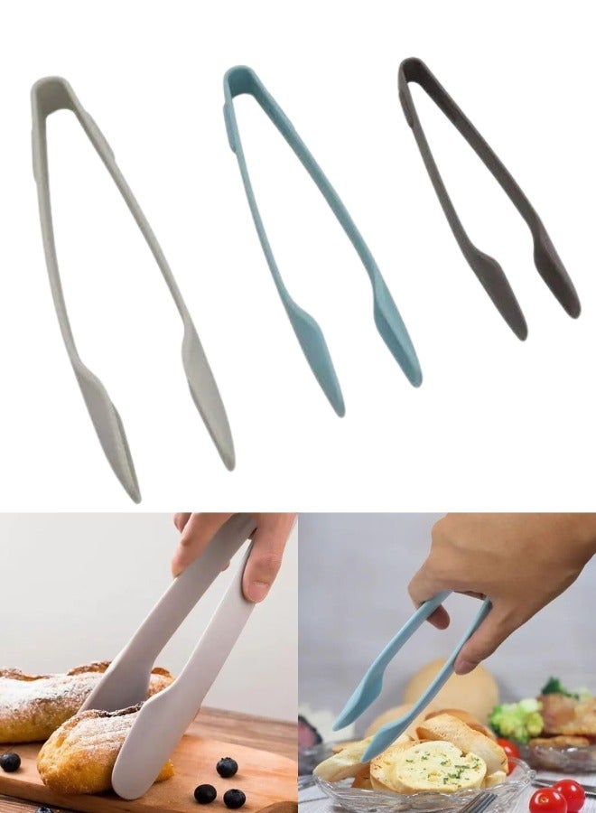 3 pcs Set of Plastic Tongs Ideal Serving Tool for Barbecue Cooking Pasta Buffet and Salad Serving, Barbecue Baking Tongs for Kitchen Multicolor  - Image 1