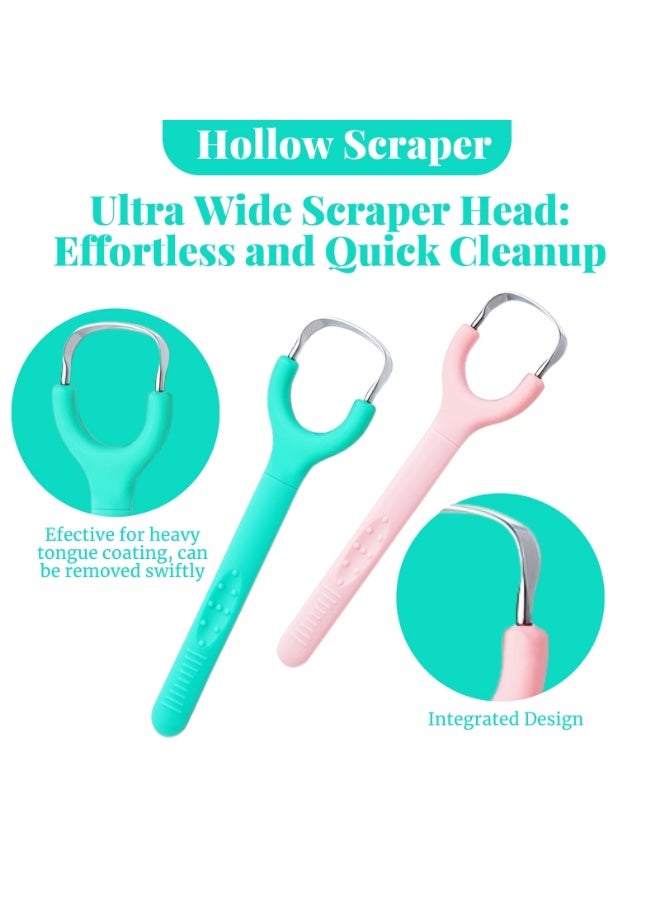 NIKITA.VIVI 2Pcs Tongue Scraper Stainless Steel Green and Pink Handle Tongue Cleaners with Travel Box Tongue Cleaner Tool for Oral Hygiene Fresh Breath Reduce Bad Breath Reusable Tongue Scrapers for Adults Rose Gold - Image 4