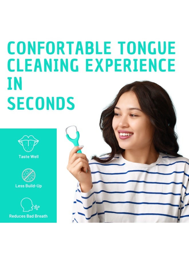 NIKITA.VIVI 2Pcs Tongue Scraper Stainless Steel Green and Pink Handle Tongue Cleaners with Travel Box Tongue Cleaner Tool for Oral Hygiene Fresh Breath Reduce Bad Breath Reusable Tongue Scrapers for Adults Rose Gold - Image 3