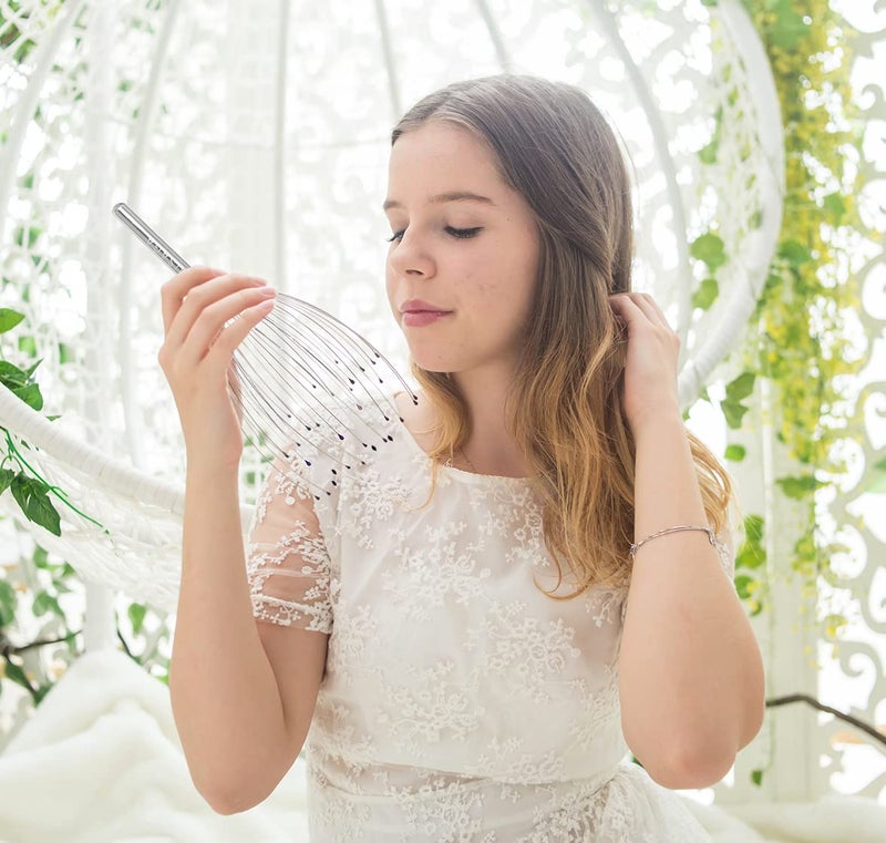 USAGA 36 أصابع جهاز تدليك الرأس جهاز تدليك فروة الرأس خدش الرأس للاسترخاء الجسم (فضي) - Image 2