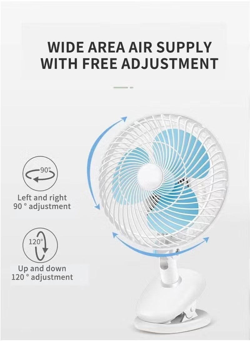 JAJEEK مروحة مكتبية محمولة قابلة لإعادة الشحن مع 3 إعدادات للسرعة – مروحة تبريد هواء هادئة مع قاعدة قابلة للتثبيت – مروحة محمولة ومكتبية للمكتب، التخييم، السفر، والمنزل – قابلة لإعادة الشحن عبر USB، زاوية قابلة للتعديل، تشغيل منخفض الضوضاء للاستخدام الشخصي - Image 3