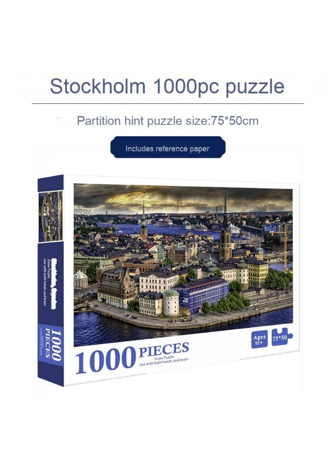 1000 pieces of Stockholm City Landscape Colorful Puzzles for Adults and Children - Desktop Puzzle Game - Image 1