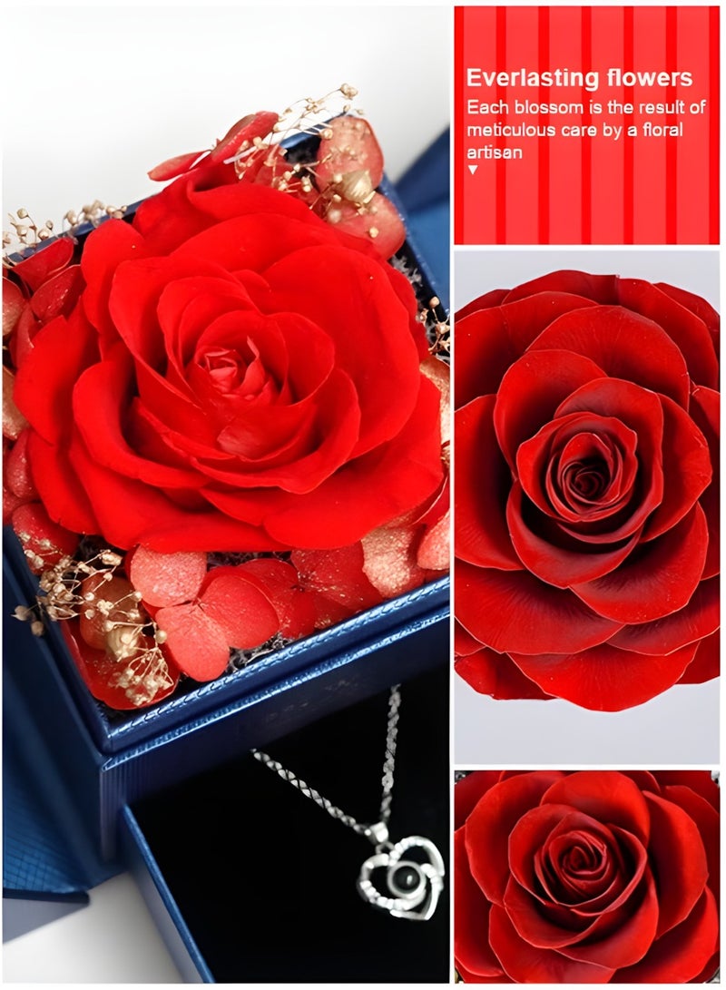 Vergali Preserved Rose Flowers with Necklace -in Jewelry Box for Valentine's Day Forever Flowers Eternal Rose for Birthday Anniversary Gift,Creative Gift Box,Romantic Gifts for Her - Image 4