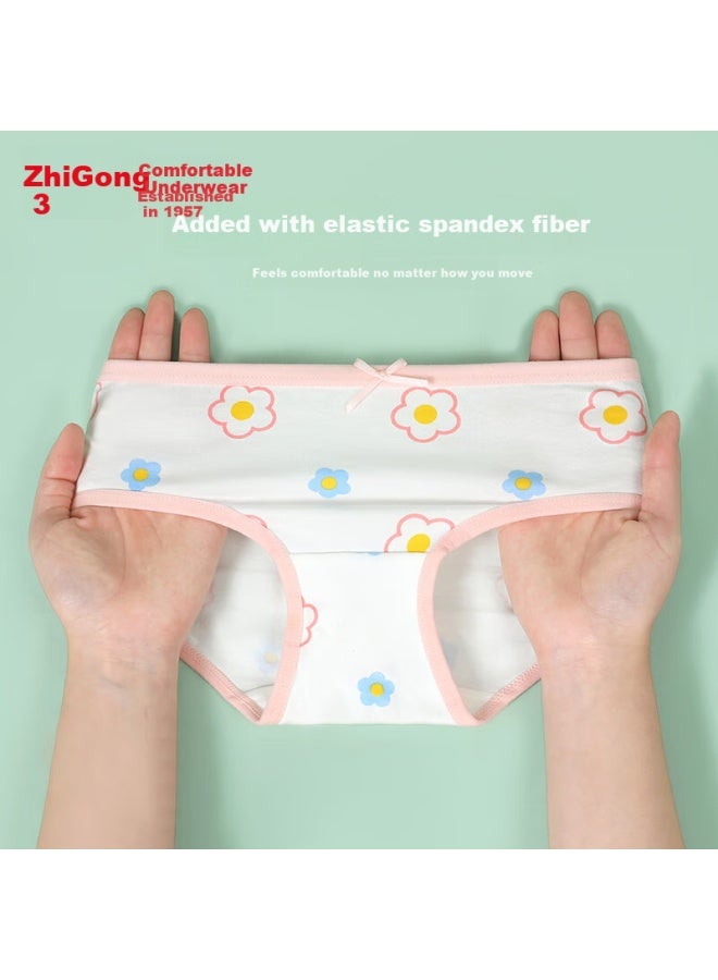 hongdou Hodo Girls' Cotton-modal Antibacterial Comfortable Elastic Printed Sweet Underwear, 7-pack Panties And Triangle Briefs - Image 5