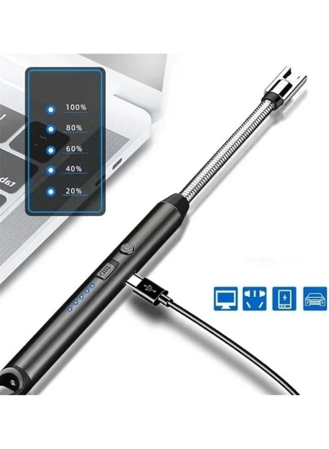 Electric Lighter, USB C Rechargeable Lighter with Safety Switch, Long Windproof Flameless Electronic Lighter for Candle, Grill, Gas Stove, Kitchen, Camping-Black - Image 3