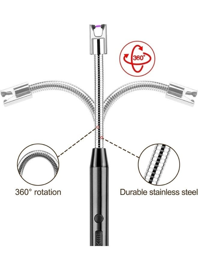 Electric Lighter, USB C Rechargeable Lighter with Safety Switch, Long Windproof Flameless Electronic Lighter for Candle, Grill, Gas Stove, Kitchen, Camping-Black - Image 5