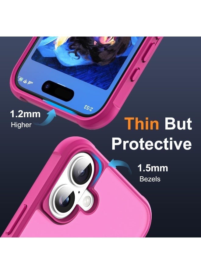 Compatible with iPhone 16 Case with Invisible Magnetic O-Ring Stand Military-Grade Translucent Case for iPhone 16 6.1" [Compatible with Mag-Safe][Great Grip Feeling], rose - Image 4