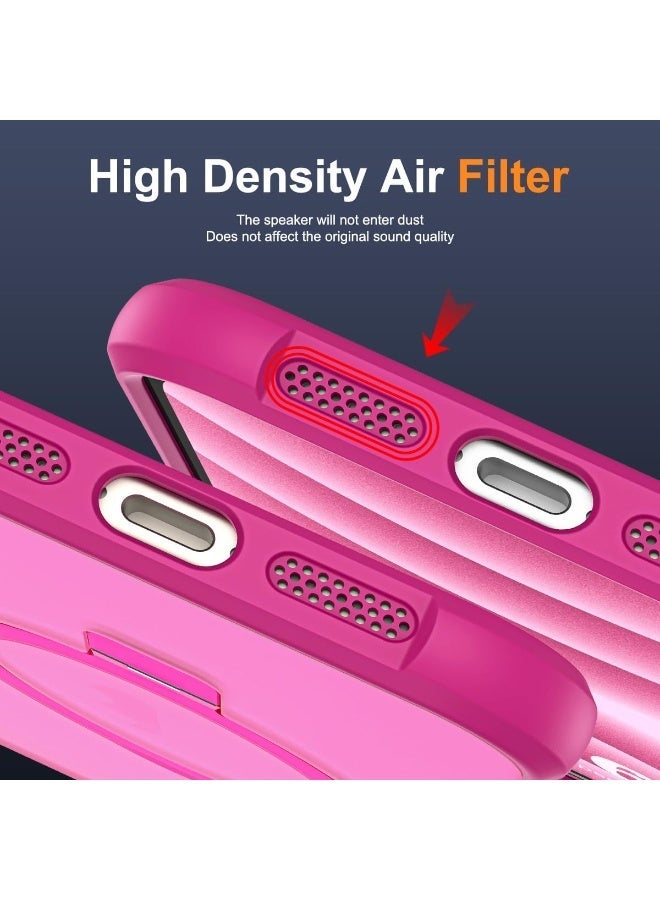 Compatible with iPhone 16 Case with Invisible Magnetic O-Ring Stand Military-Grade Translucent Case for iPhone 16 6.1" [Compatible with Mag-Safe][Great Grip Feeling], rose - Image 3