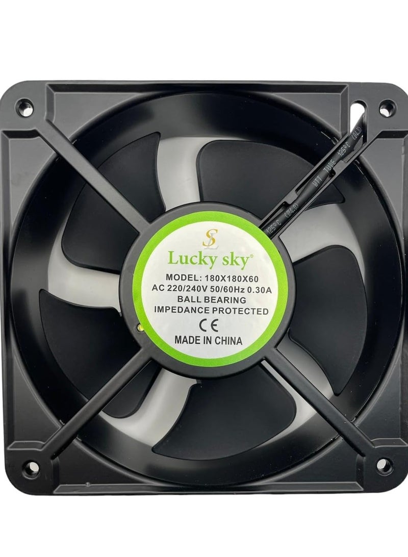 Lucky Sky 180×180×60mm Heavy Duty Industrial AC Cooling Fan – 220V Ventilation Exhaust Fan for Machinery & Electrical Cabinets - Image 1