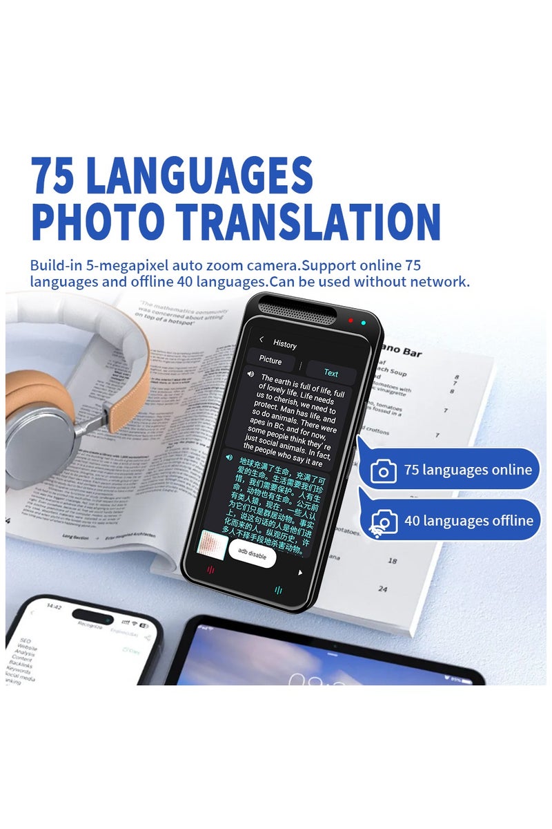 BlueFire Smart Voice Translator Z6 with 137+ Languages, Real-Time AI & Offline Translation, Photo Translation, Chat GPT, Touchscreen, WiFi & Bluetooth – Ideal for Travel, Business, Learning - Image 2