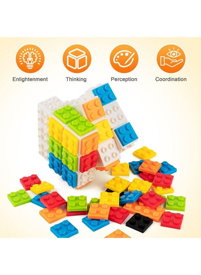 D-FantiX - Building Brick Blocks 3X3X3 Speed Cube Toy Buildon Brick 3D Magic Cube Handheld Brain Teaser Puzzles Gift Ideas Puzzle Building Cube Game For Kids Adults (Included Brick Separator) - Image 1