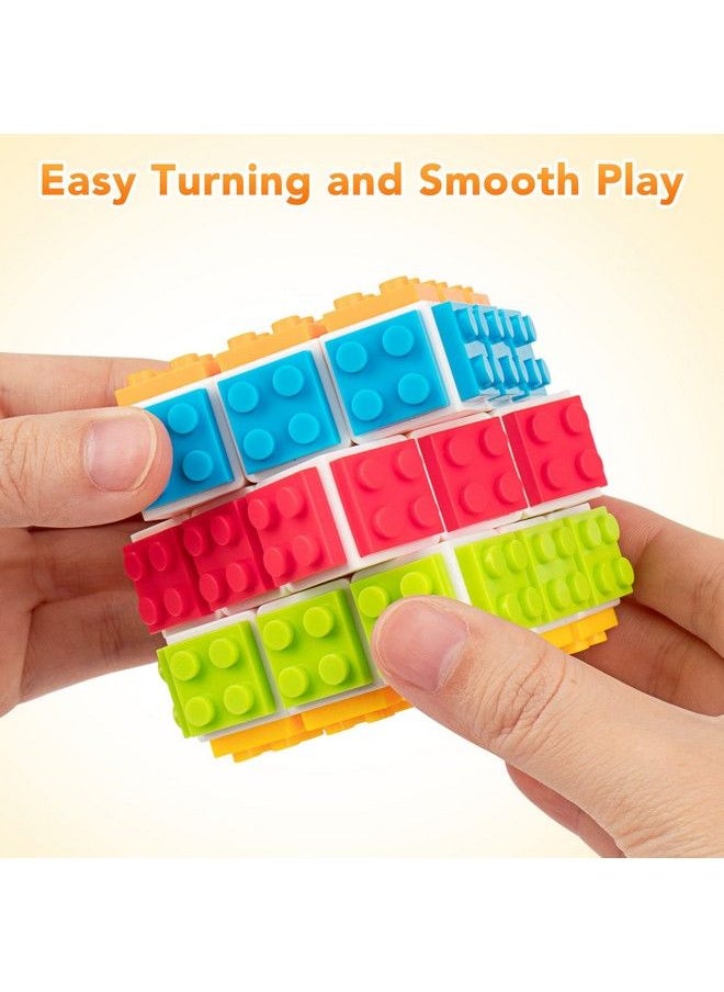 D-FantiX - Building Brick Blocks 3X3X3 Speed Cube Toy Buildon Brick 3D Magic Cube Handheld Brain Teaser Puzzles Gift Ideas Puzzle Building Cube Game For Kids Adults (Included Brick Separator) - Image 1