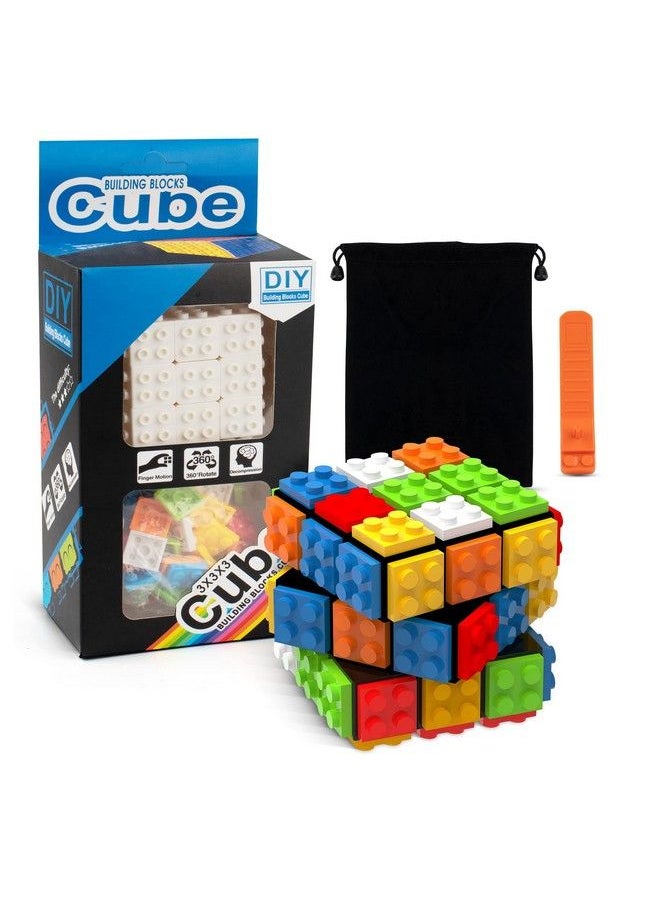 D-FantiX - Building Brick Blocks 3X3X3 Speed Cube Toy Buildon Brick 3D Magic Cube Handheld Brain Teaser Puzzles Gift Ideas Puzzle Building Cube Game For Kids Adults (Included Brick Separator) - Image 1