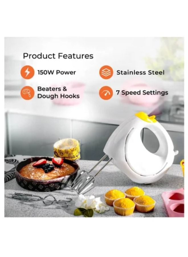 SHOPI Professional Electric Handheld Food Collection Hand Mixer For Baking 7 Speed Function 150W Hand Mixer - Image 3