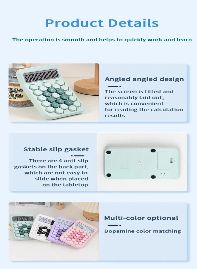 TGOPIT آلة حاسبة ملونة على شكل حلوى من TGOPIT، آلة حاسبة ميكانيكية لطيفة بشاشة LCD كبيرة مكونة من 12 رقمًا وأزرار دائرية كبيرة، سهلة الضغط، مناسبة للمدرسة والمكتب والعمل والمنزل، خاصية السكون التلقائي (متعددة الألوان) - Image 3
