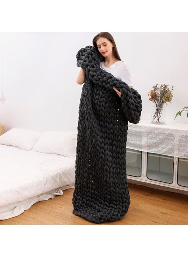 Knitted Blanket Polyester Black 60 x 60centimeter - Image 2