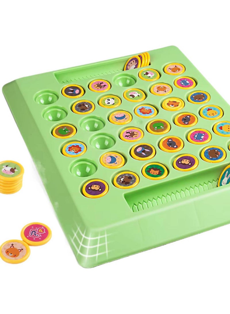 لعبة لوحة ذاكرة للأطفال مع قطع حيوانات ملونة، لعبة تعليمية تفاعلية، لون أخضر - Image 1