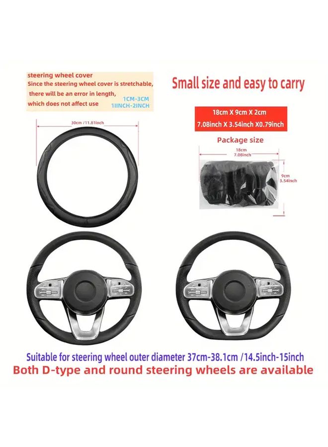 Beige Universal PU Leather Breathable Anti Slip Steering Wheel Cover For Car RV Auto - Image 2