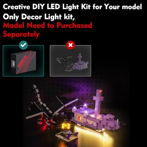 LocoLee LED Light Kit Compatible with Lego 21264 The Ender Dragon and End Ship No Models Only Light Creative Lighting Set Accessories Compatible with Lego 21264 Set - Image 5