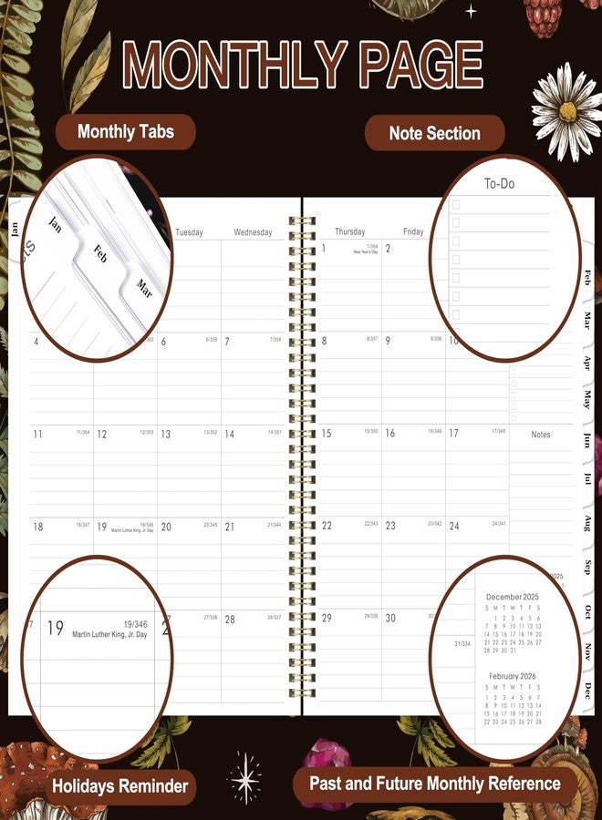ترسيز مخطط عام 2026 - من يناير إلى ديسمبر 2026، مقاس 8.5 × 11 بوصة، مخطط أسبوعي وشهري لعام 2026، تقويم حلزوني مع 12 علامة تبويب شهرية، وجيب داخلي - Image 3