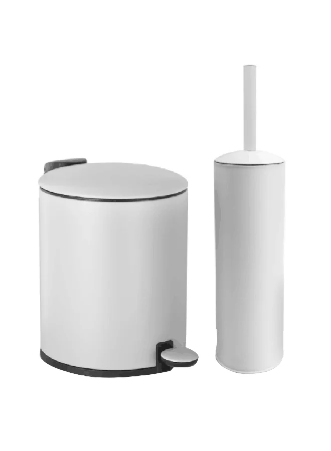 HoneyBee Pedal Bin with Toilet Brush Medium White 5 L ( L:22 - W:31 - H:30 ) cm - HDB-10021W