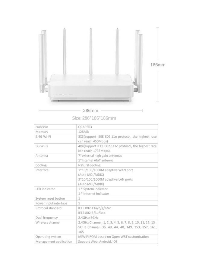 Xiaomi AIoT AC2350 Router With 7 High Gain Antennas White - Image 3