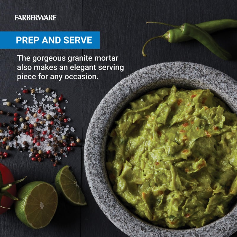 Farberware Professional Granite Molcajete Mortar and Pestle Stone Grinder, 4-Cup - Image 4