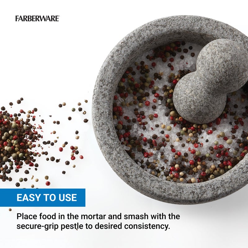 Farberware Professional Granite Molcajete Mortar and Pestle Stone Grinder, 4-Cup - Image 2