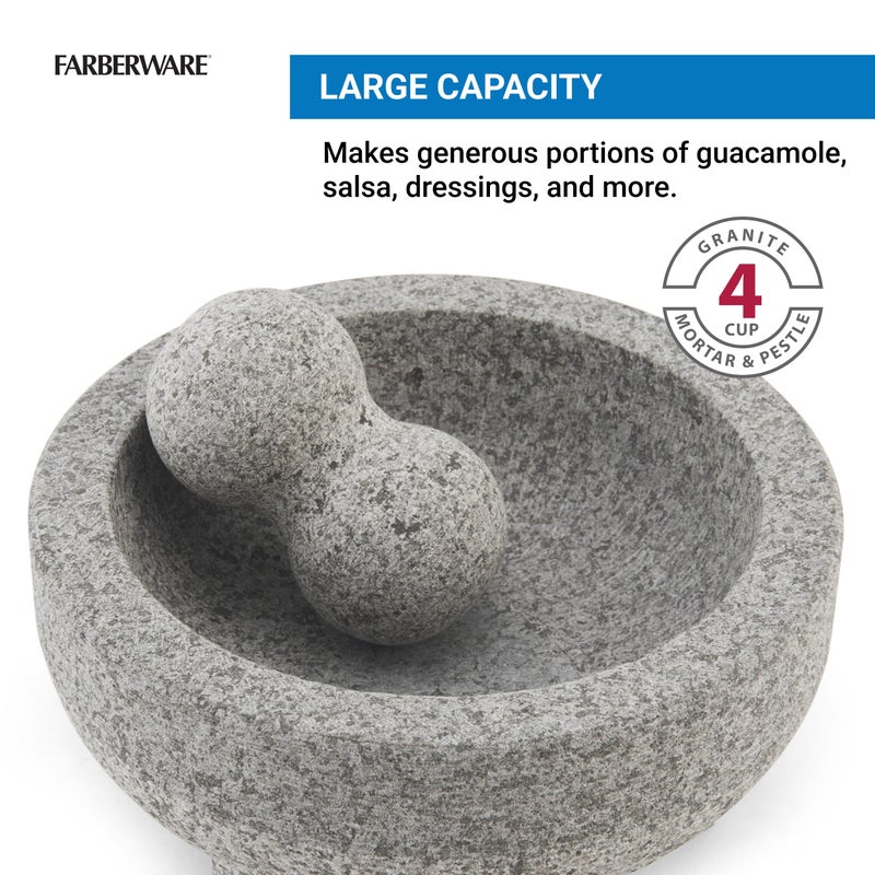 Farberware Professional Granite Molcajete Mortar and Pestle Stone Grinder, 4-Cup - Image 3