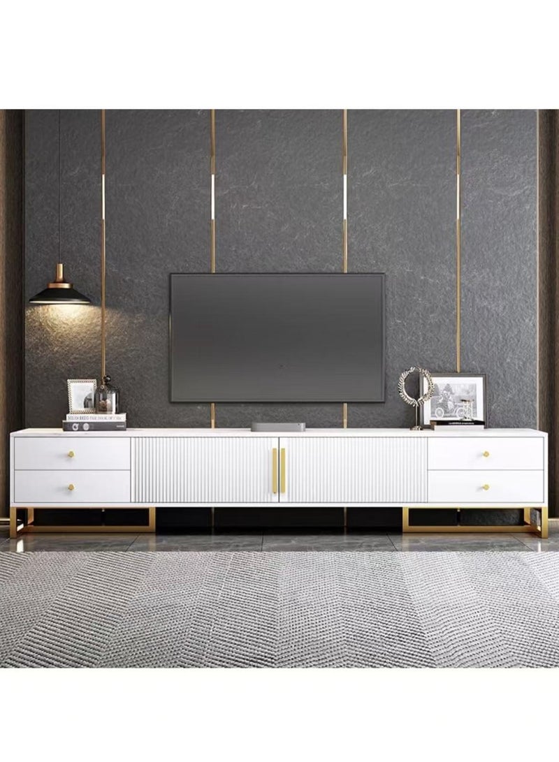 HAOWINS-PAN TV Cabinet, Modern Minimalist Coffee Table Combination Light Luxury Storage Floor Cabinet, Living Room Furniture Narrow Combination Wall Cabinet (White, 160X30X40CM) - Image 1