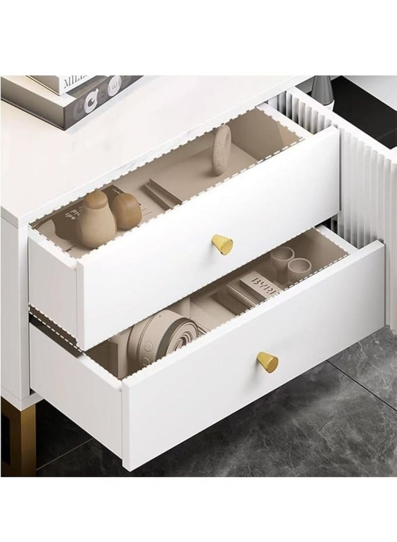 HAOWINS-PAN TV Cabinet, Modern Minimalist Coffee Table Combination Light Luxury Storage Floor Cabinet, Living Room Furniture Narrow Combination Wall Cabinet (White, 160X30X40CM) - Image 2