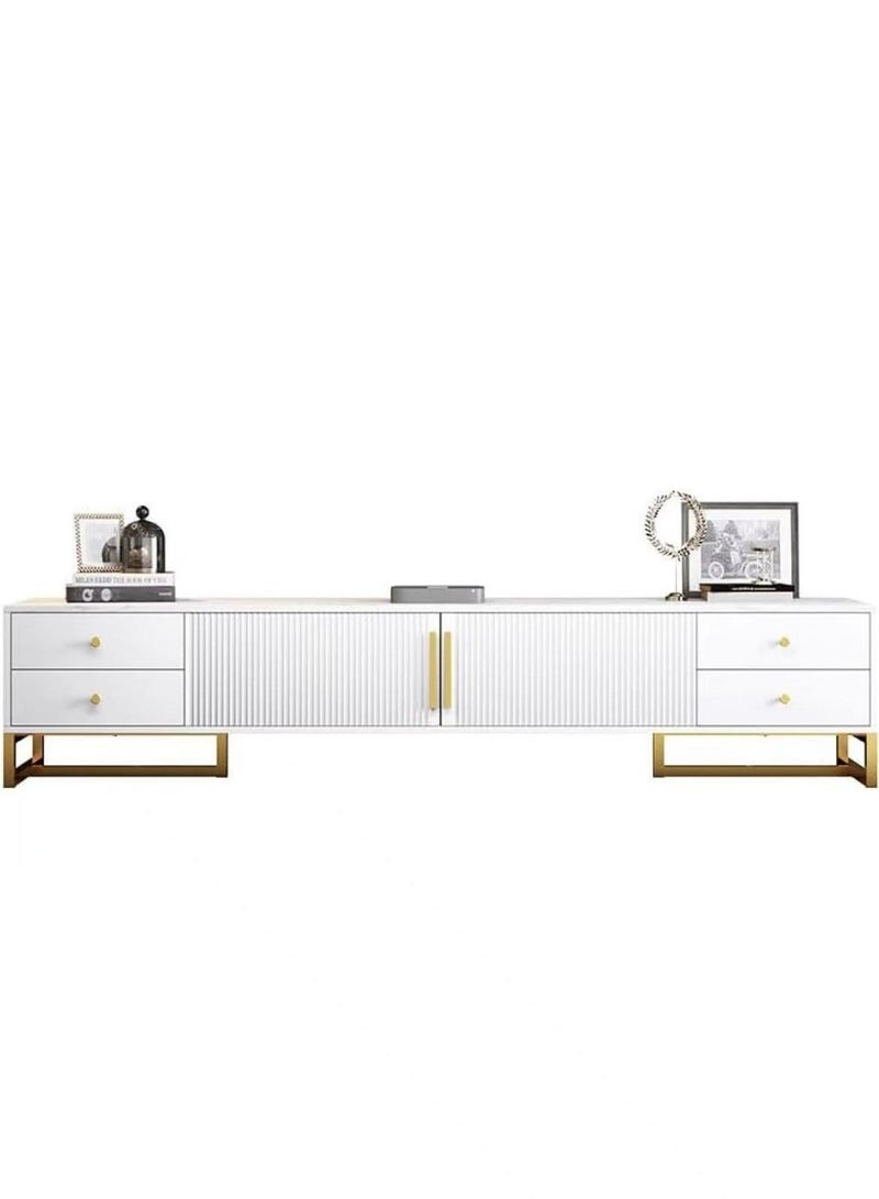 HAOWINS-PAN TV Cabinet, Modern Minimalist Coffee Table Combination Light Luxury Storage Floor Cabinet, Living Room Furniture Narrow Combination Wall Cabinet (White, 160X30X40CM) - Image 4