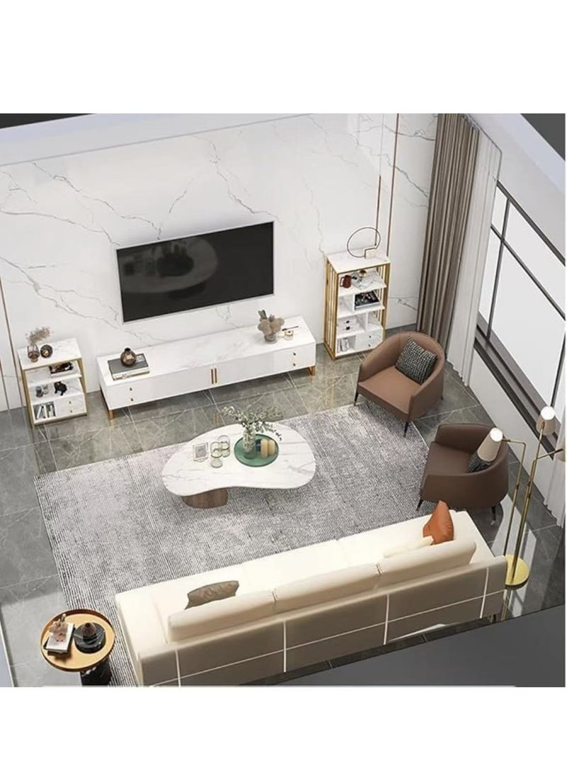 HAOWINS-PAN TV Cabinet, Modern Minimalist Coffee Table Combination Light Luxury Storage Floor Cabinet, Living Room Furniture Narrow Combination Wall Cabinet (White, 160X30X40CM) - Image 5